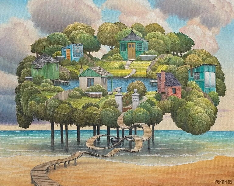 吉斯凯·尤科（Jacek Yerka），是一位波兰超现实主义画家。他于1950年代初出生于波兰北部的一个小城市，父母均是艺术家，作品大多是超现实风格的田园绘画，深受耶罗尼米斯·博斯、扬·范·艾克等人的影响，以富有表现力的作品著称，通常包括奇怪的怪物，梦幻的风景和非凡的建筑。他的作品得到了各种科幻爱好者的认可，科幻作家甚至把他的作品用于令人费解的拼图游戏。他多次获得国际奖项，在华沙、杜塞尔多夫 、洛杉矶和伦敦举办过画展，如今他的工作、生活和家庭都位于祖国波兰的乡村。