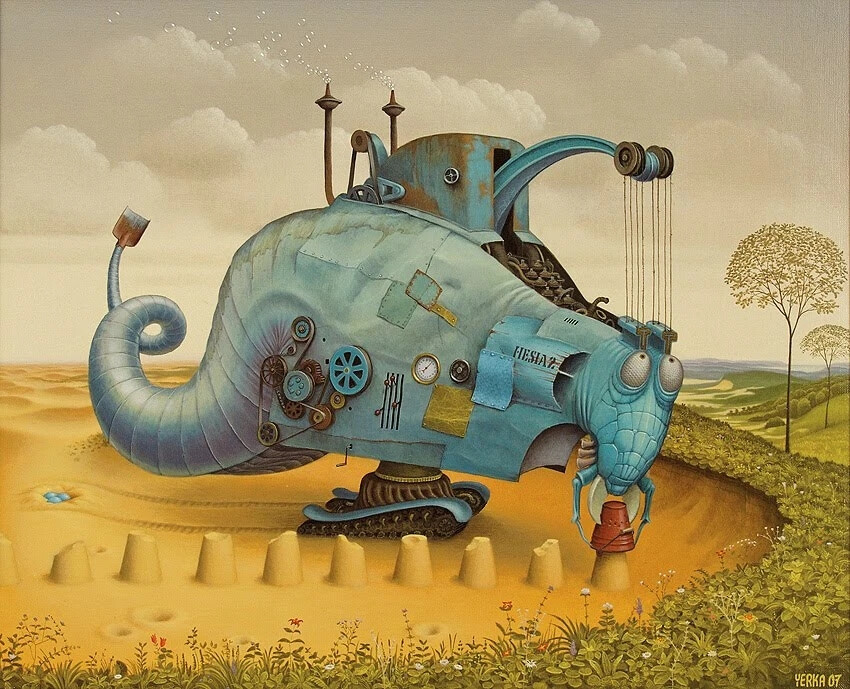 吉斯凯·尤科（Jacek Yerka），是一位波兰超现实主义画家。他于1950年代初出生于波兰北部的一个小城市，父母均是艺术家，作品大多是超现实风格的田园绘画，深受耶罗尼米斯·博斯、扬·范·艾克等人的影响，以富有表现力的作品著称，通常包括奇怪的怪物，梦幻的风景和非凡的建筑。他的作品得到了各种科幻爱好者的认可，科幻作家甚至把他的作品用于令人费解的拼图游戏。他多次获得国际奖项，在华沙、杜塞尔多夫 、洛杉矶和伦敦举办过画展，如今他的工作、生活和家庭都位于祖国波兰的乡村。