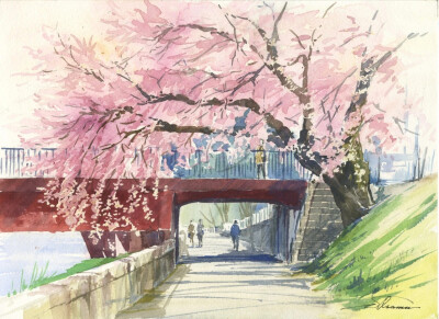 Shibata Kosaisya是风景水彩画家，主要描绘仙台近郊和街道的风景。