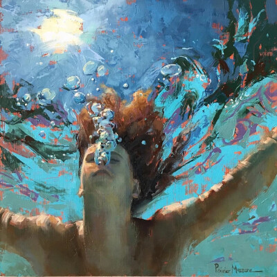 Michele Poirier Mozzone是美国女画家。擅长油画和水彩，生活在马萨诸塞州，普罗维登斯艺术俱乐部成员。她描绘人在水中千变万化的泳姿，非常吸引人，顺便怀念一下夏天的那片海。