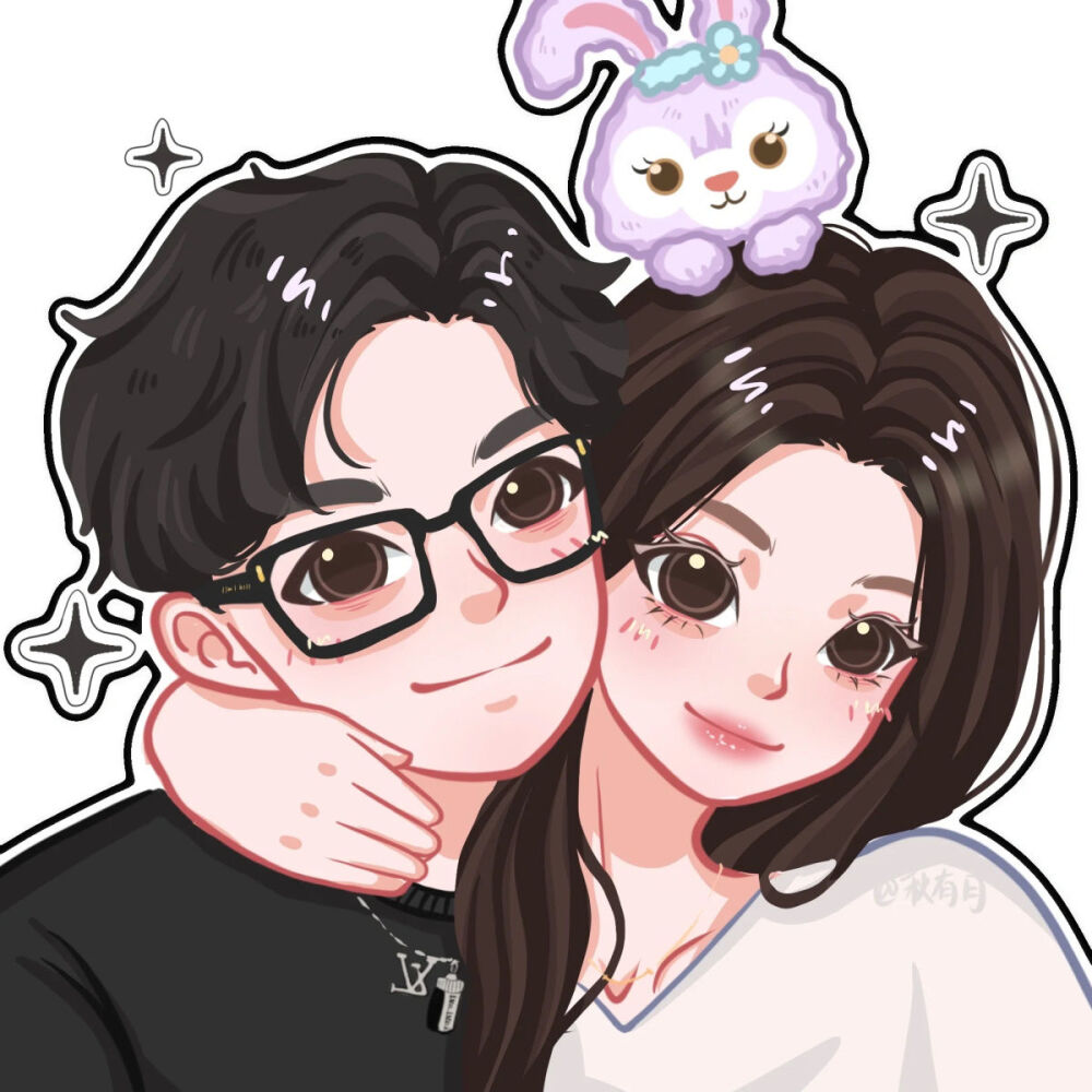 男女合影漫画头像