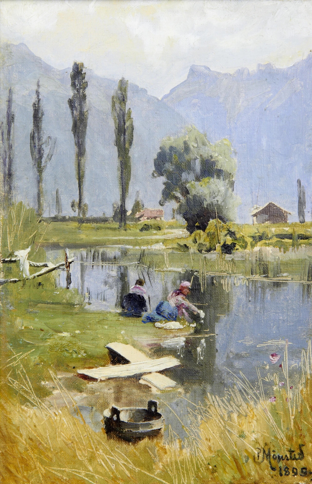 蒙森德，Peder Mørk Mønsted，（1859 -1941） 丹麦的现实主义画家，以他的风景画最为出名。他运用印象派对光、气氛和色彩的影响，成为许多其他印象派画家拒绝的传统学术手稿的基础。他的森林空地有时是黑暗的，小溪、池塘和反射池的私密景色常常与印象派作品中的光一样，都是关于阴影的。