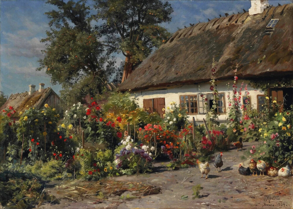 蒙森德，Peder Mørk Mønsted，（1859 -1941） 丹麦的现实主义画家，以他的风景画最为出名。他运用印象派对光、气氛和色彩的影响，成为许多其他印象派画家拒绝的传统学术手稿的基础。他的森林空地有时是黑暗的，小溪、池塘和反射池的私密景色常常与印象派作品中的光一样，都是关于阴影的。