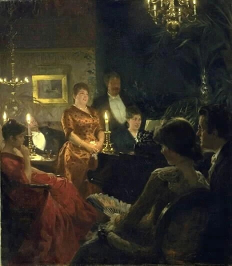 佩德·塞弗林·克罗耶（Peder Severin Krøyer，1851年-1909年）是丹麦艺术家中杰出的一位。克罗耶的视力使他在生命的最后十年逐渐失败，直到他完全失明。尽管有健康障碍，他还是个乐观主义者，几乎画到最后。实际上，他在半盲时画了他的一些最后的杰作，开玩笑说他的一只工作眼睛的视力随着另一只眼睛的消失而变得更好。
