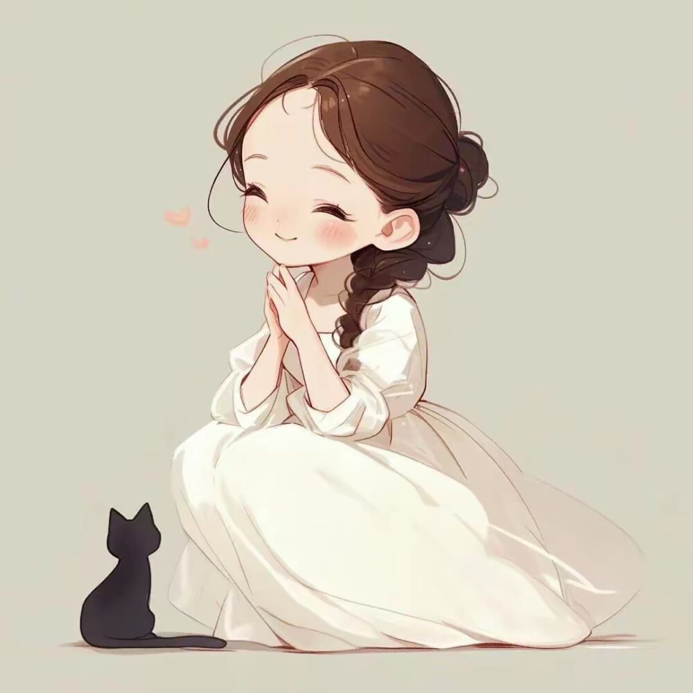美女和猫头像
