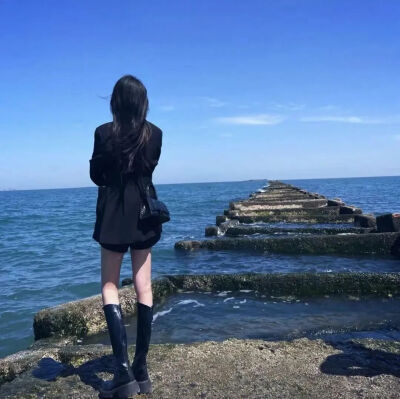 真人女生头像 背影 海边 ins 氛围感