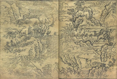 明《西槎汇草・飞桥度险》
木刻版画
美国国会图书馆
