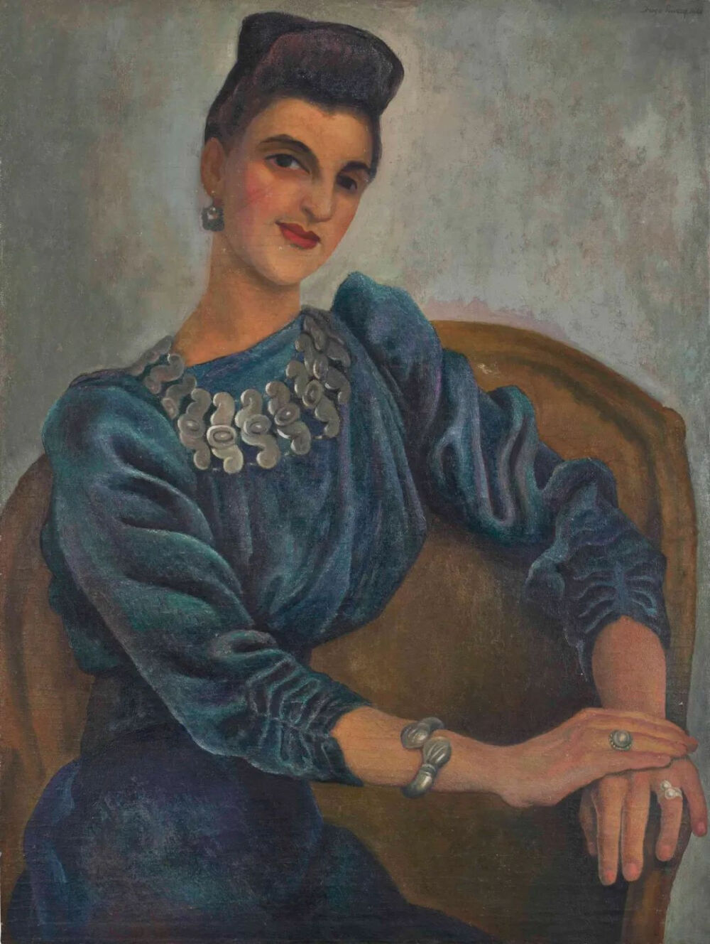 La mujer de collar, Regina Rubinoff Tomars (also known as Dama en azul),1941,Oil on canvas,100.3x75.6cm