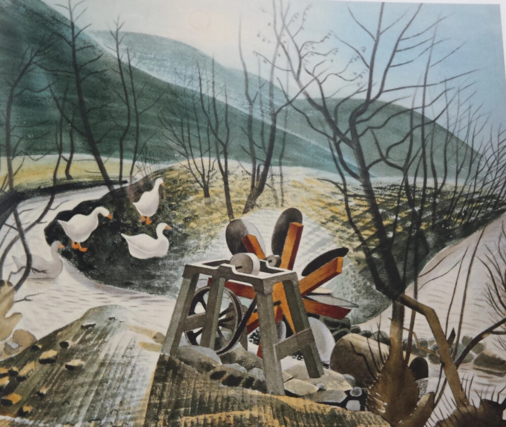 艾里克·拉斐留斯（Eric Ravilious）是一位英国画家，设计师，书籍插画家和木雕家。他在东萨塞克斯郡长大，尤其以他的南方丘陵水彩画和其他英国风景而闻名，这些风景以不同的现代主义情感和清晰度来审视英国风景和艺术。他曾担任战争艺术家，当他所在的飞机在冰岛失踪时死亡，年仅39岁。