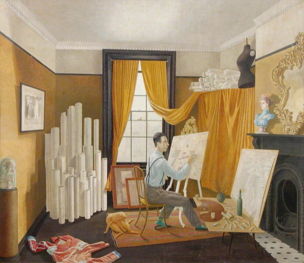 艾里克·拉斐留斯（Eric Ravilious）是一位英国画家，设计师，书籍插画家和木雕家。他在东萨塞克斯郡长大，尤其以他的南方丘陵水彩画和其他英国风景而闻名，这些风景以不同的现代主义情感和清晰度来审视英国风景和艺术。他曾担任战争艺术家，当他所在的飞机在冰岛失踪时死亡，年仅39岁。