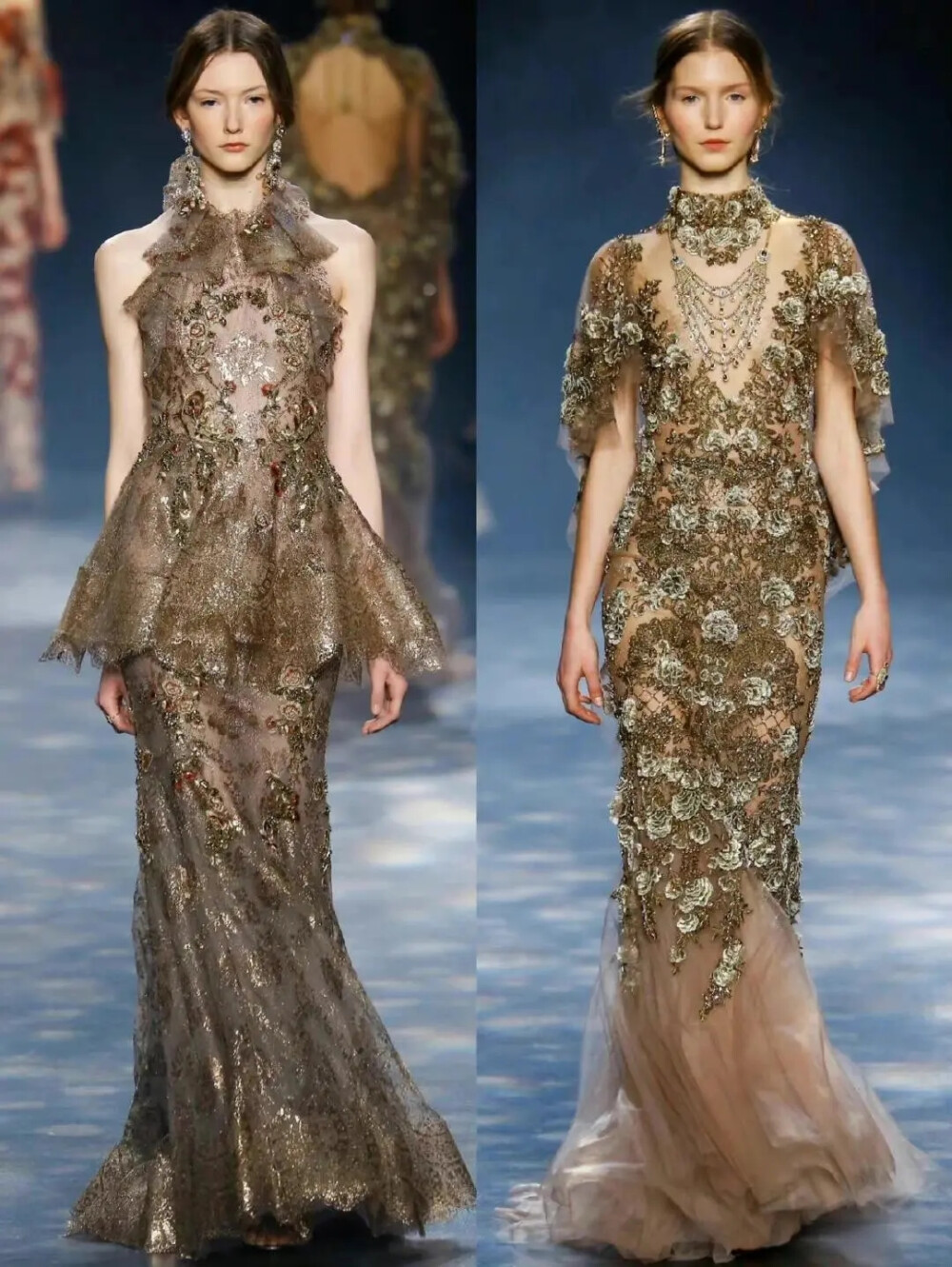 在Badgley Mischka 2020年秋冬系列秀场中，品牌设计师马克·巴格利(Mark Badgley) 和詹姆斯·米什卡(James Mischka)的灵感同样融合了萨金特的艺术语言，并增加了灵活性与现代感。品牌在基于“真正的时尚来源于简单”设计信条的同时，又增加更多奢华的细节，展示了服装简约的流线和优雅。