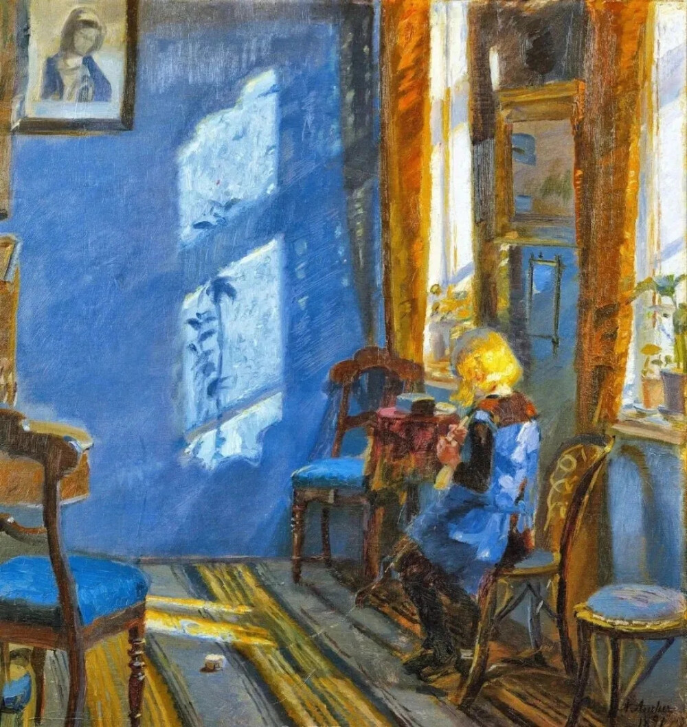 安娜·安切尔 Anna Ancher，20世纪上半叶最重要的丹麦印象派女画家，是斯卡恩画派代表人物。