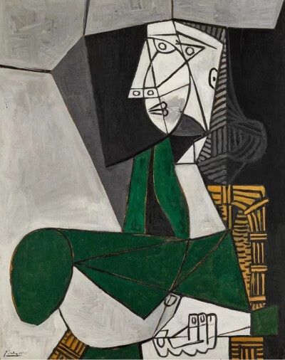 ▲Femme assise en costume vert, 1953