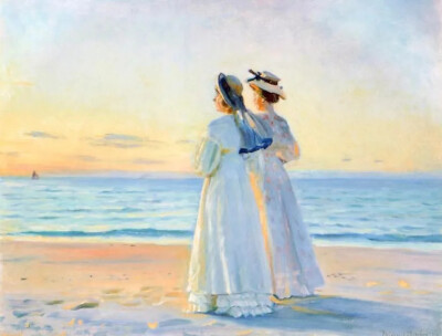 ▲迈克尔·安切尔，《斯卡恩》，1900年
Skagen by Michael Ancher, c.1900
