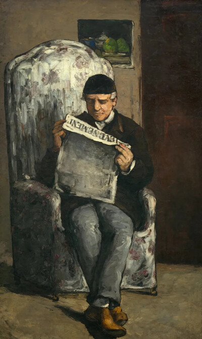 ▲保罗·塞尚，《阅读<正发生>的艺术家的父亲》，1866年
 Paul Cezanne, The Artist's Father, Reading "L'Événement."
