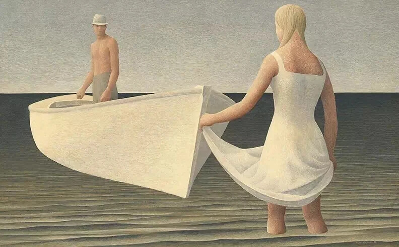 加拿大国宝级艺术家Alex Colville，1920年生人，他的作品以描绘加拿大人日常生活为主题，具有一种神秘的特质，充满秩序感。