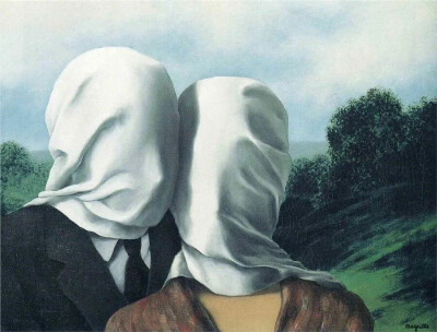 ▲勒内·马格利特，《恋人I》，1928年
René Magritte，THE LOVERS I, 1928
