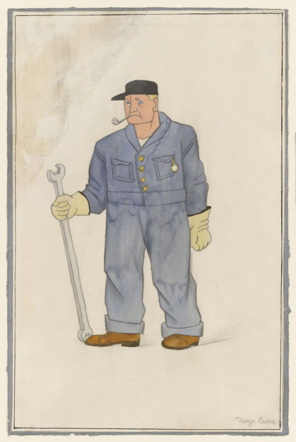 Workman,1932,Watercolor and pencil on paper,45.4x28.9cm