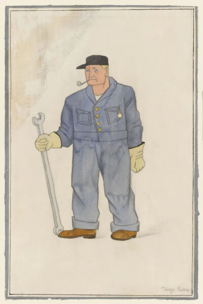 Workman,1932,Watercolor and pencil on paper,45.4x28.9cm