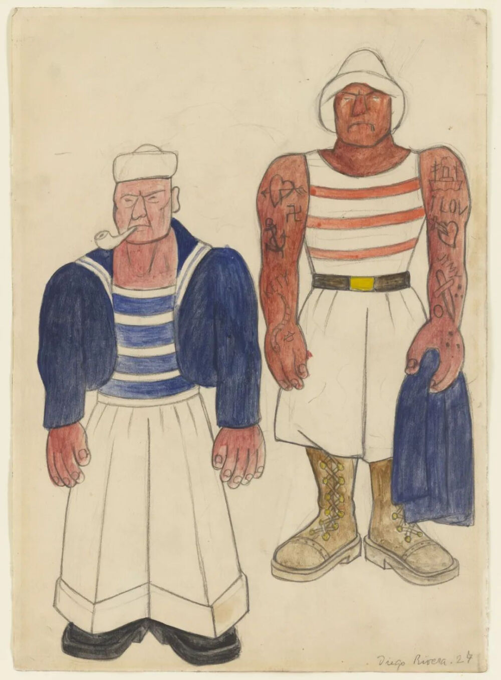 American Sailors,1927,Watercolor and pencil on paper,35.2x24.8cm