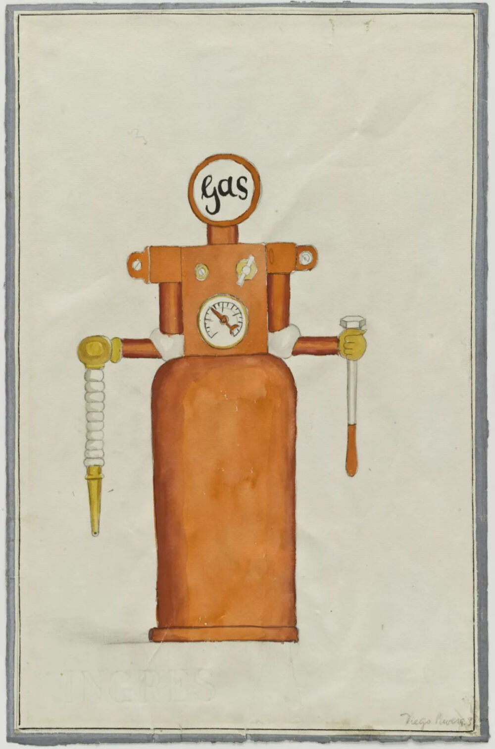 Gas Pump,1932,Watercolor and pencil on paper,45.4x28.9cm
