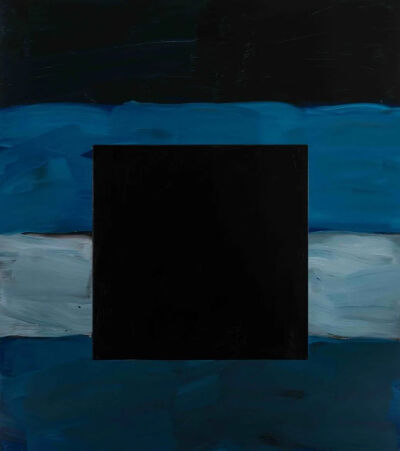 肖恩·斯库利，《黑色方块的夜 Black Square Night》
铝板油画，215.9 cm × 190.5 cm
2020 ©Sean Scully，致谢艺术家及里森画廊
