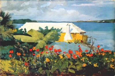 Flower garden and bungalow, Bermuda，1889 年