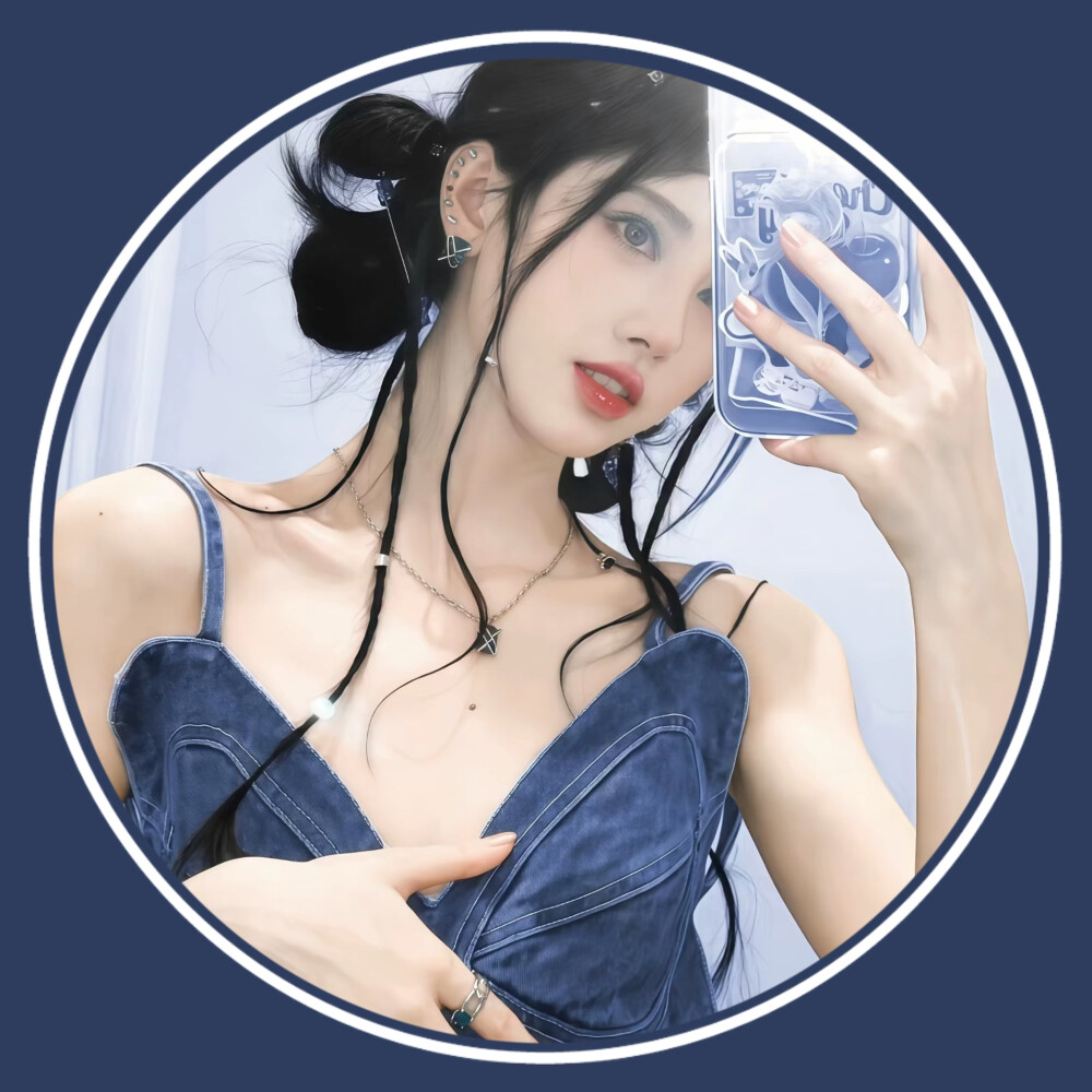 鞠婧祎蓝色系圆框