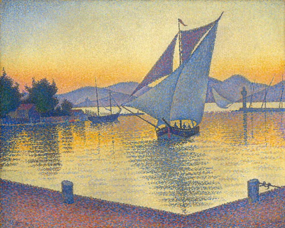 Paul Signac:The Port at Sun set,Opus 236 (Saint-Tropez),1892 Hasso Plattner Collection