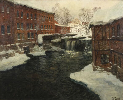 Frits Thaulow：磨坊场景， 1890