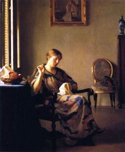 William Paxton：Woman Sewing
缝纫的女人，1919
