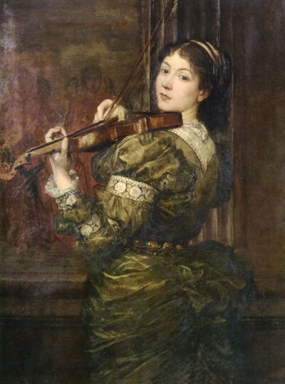 《布兰奇，林赛女士在拉小提琴》
（Blanche, lady Lindsay, Playing the Violin）
