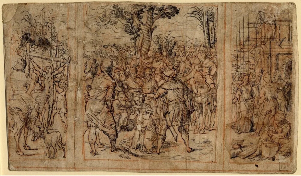 皮耶特·布赫布（Pieter Pourbus）
《圣芭芭拉祭坛画之草稿》
（Drawing for a triptych of St. Barbara）
1525-1584年，纸
大英博物馆
