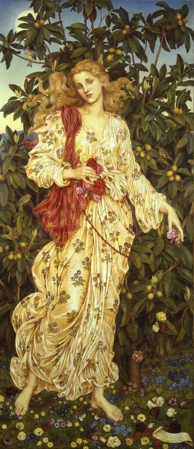 伊芙琳·德·摩根，《花神芙罗拉》，布面油彩，1894