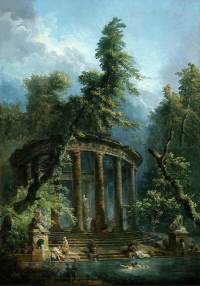 名画名称: The Bathing Pool
作者: Hubert Robert
年份:1777-1779
材质: Oil on canvas
收藏: The Metropolitan Museum of art, New York City
