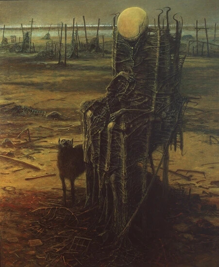 贝克辛斯基（Zdzislaw Beksinsk，1929-2005），被称为黑暗艺术大师，他是见过地狱的艺术家。他生于波兰南方的山诺克。画家、摄影师与雕刻家于一身。擅长“空想艺术”。他自称风格含有巴洛克与歌德的意涵。