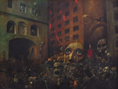 贝克辛斯基（Zdzislaw Beksinsk，1929-2005），被称为黑暗艺术大师，他是见过地狱的艺术家。他生于波兰南方的山诺克。画家、摄影师与雕刻家于一身。擅长“空想艺术”。他自称风格含有巴洛克与歌德的意涵。