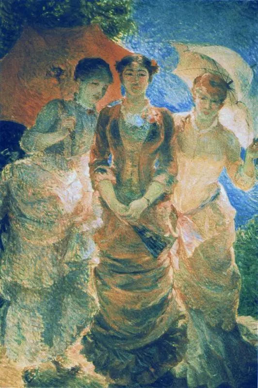 Marie Bracquemond，Three ladies with parasol (aka Three Graces)，1880