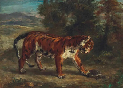 欧仁‧德拉克洛瓦
《老虎戏弄乌龟》
（Tiger Playing With a Tortoise）
1862年，油画，45.1cm×62.2cm
私人收藏
