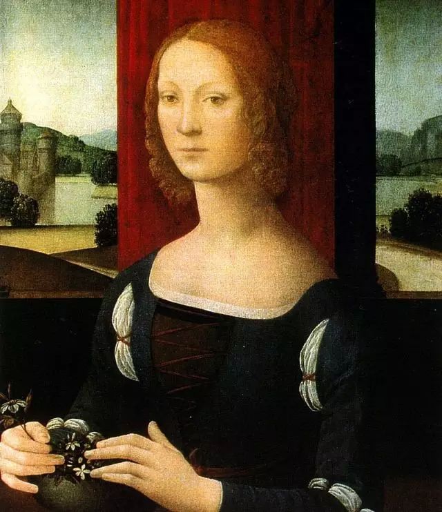 Portrait of Caterina Sforzaca. 1490
Caterina Sforza生长在15世纪欧洲最雍容优雅的米兰宫廷，卡特琳娜随后嫁给吉罗拉莫‧里阿里奥，得到伊莫拉夫人和佛利伯爵夫人的头衔。她亦是其长子屋大维(意大利语：Ottaviano)的摄政。在领地卷入15世纪意大利的特色─数不尽的政治阴谋时，出身著名的佣兵领袖世家的卡特琳娜，早年便以采取大胆猛进的行动捍卫领地、经营国防武力而闻名。