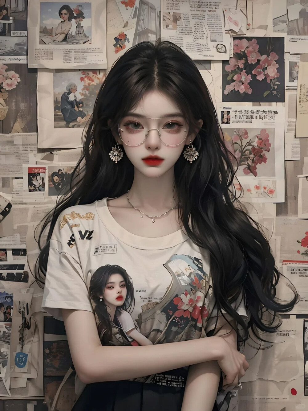 手绘 杂志 女头