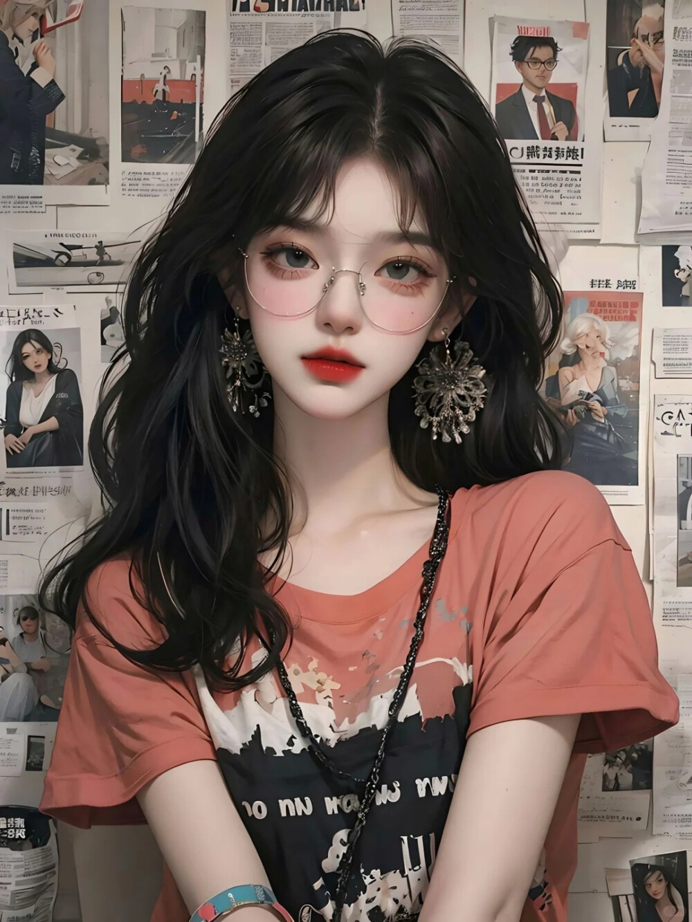 手绘 杂志 女头