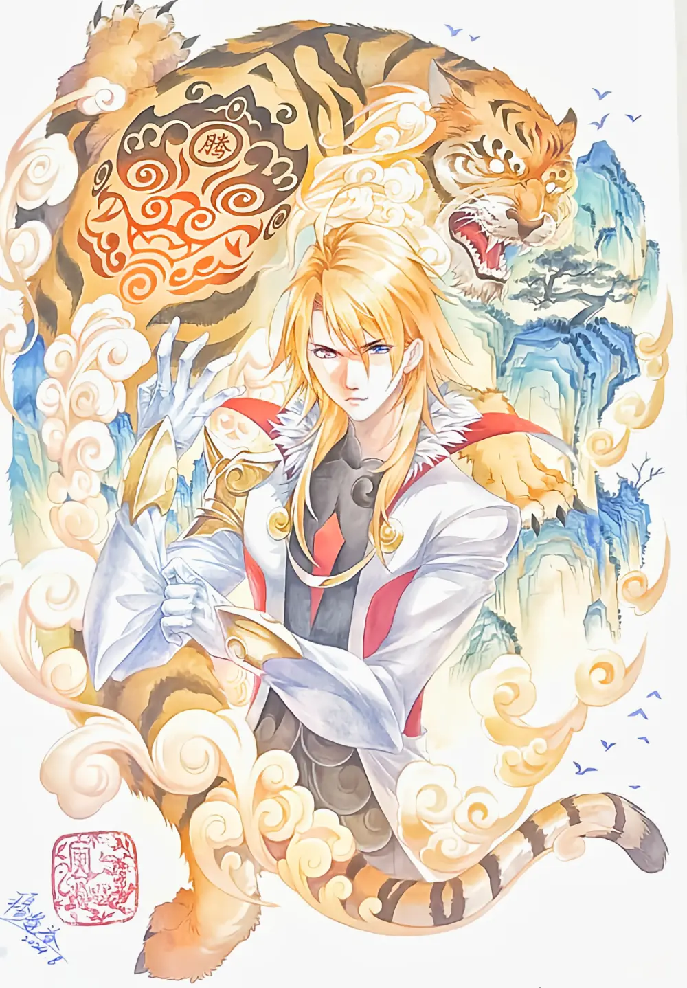 穆逢春绘制腾虎揽岳戴沐白