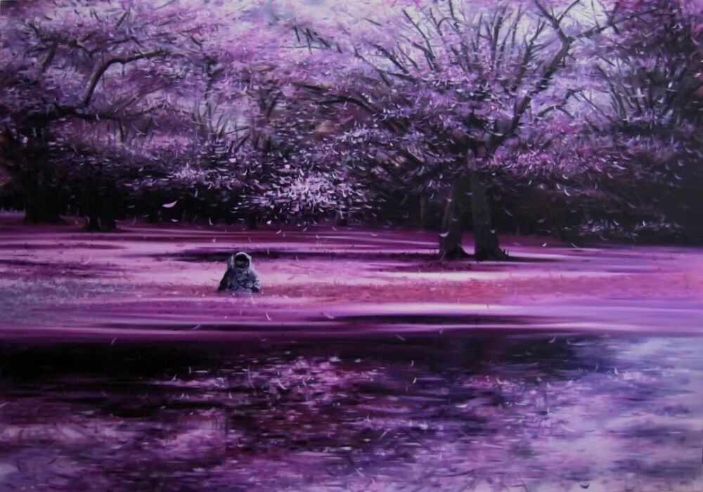 赵博《她比烟花更寂寞-宇航员1号》2010  布面油画