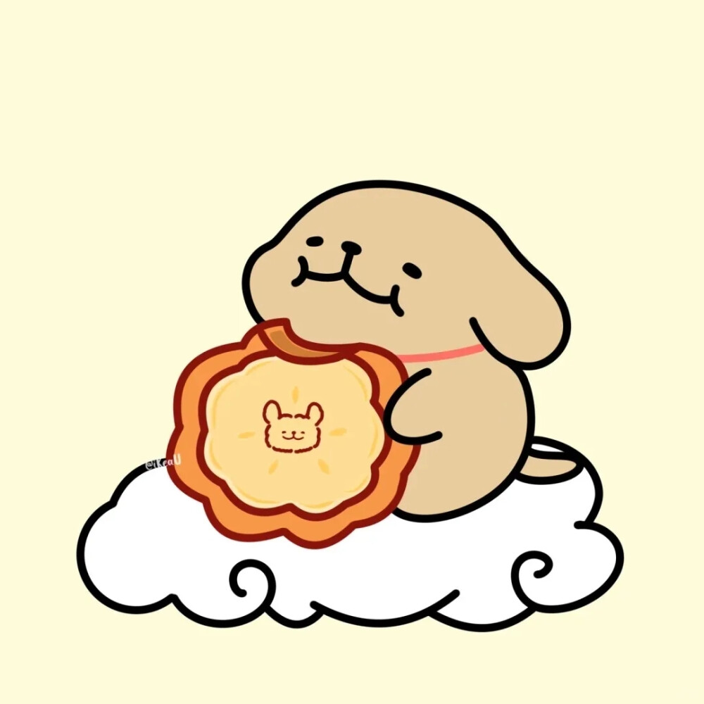 线条小狗情头—中秋月饼