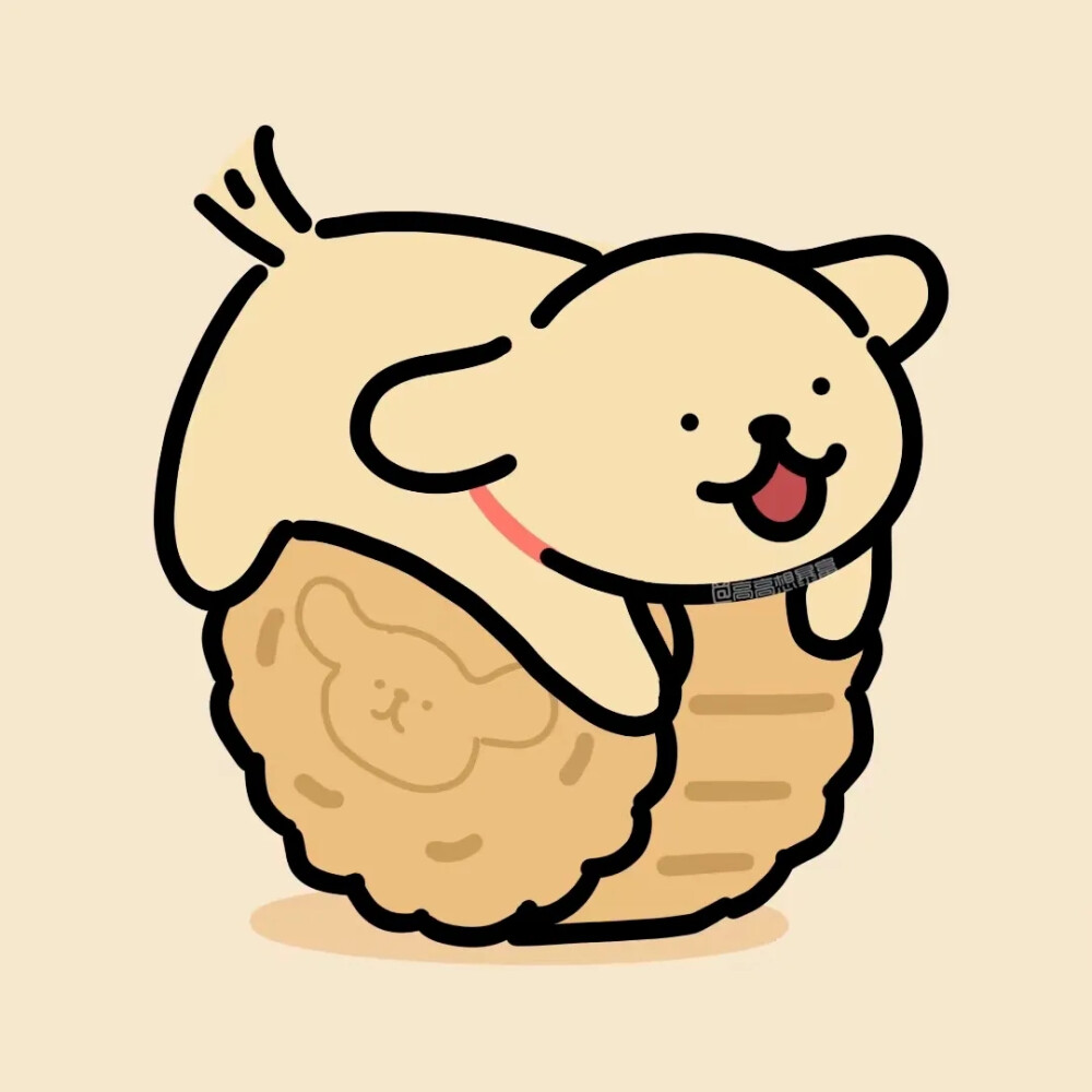 线条小狗情头—中秋月饼