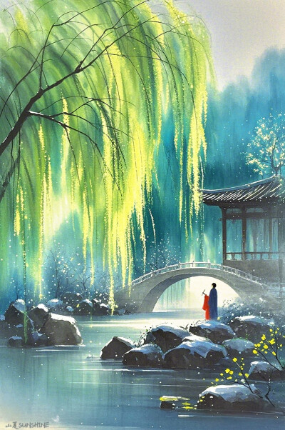 堪图画｜西湖春雨，杨柳如丝