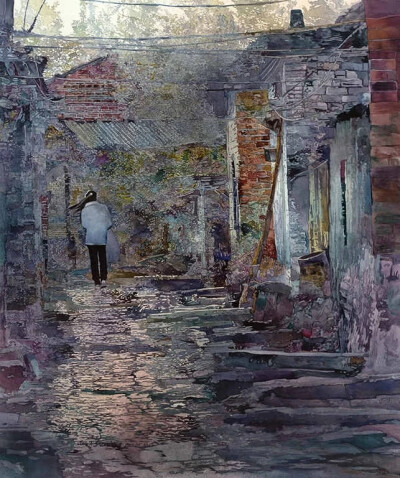 美国明尼苏达州艺术家 John Salminen 一组水彩街景绘画
