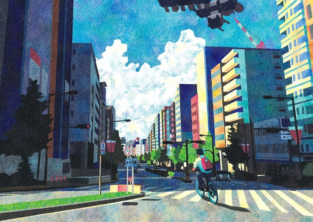 日本插画师 803MHz 一组街景插画
