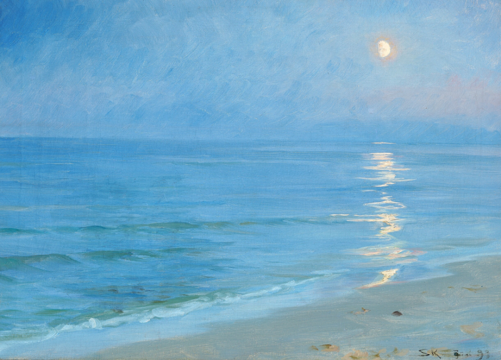 Peder Severin Krøyer：月光下的斯卡恩海滩，1899年